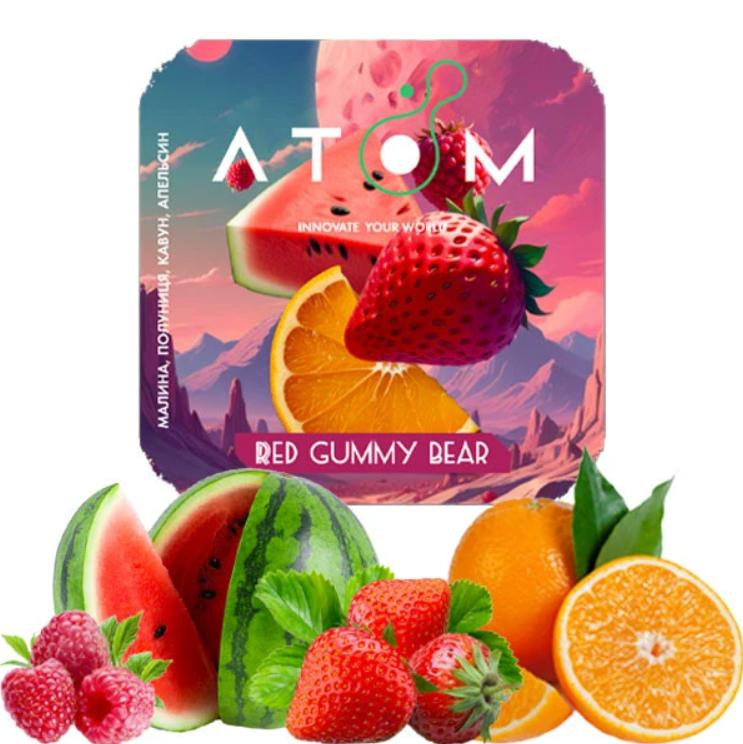 Табак Atom Red Gummy Bear (Малина, Клубника, Арбуз, Апельсин) 200 грамм в интернет магазине кальянов фото 1
