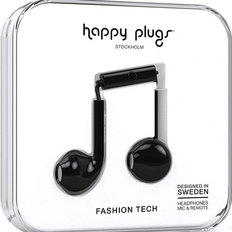 Наушники Happy Plugs Fashion Tech Черные 