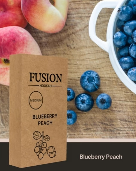 Табак Fusion Medium - Голубика Персик (Blueberry Peach) 100 Грамм  в интернет магазине кальянов фото 1