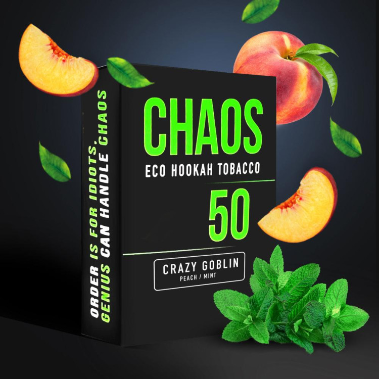 Табак Chaos Crazy Goblin (Персик Сладкая Мята) 50 грамм в интернет магазине кальянов фото 1