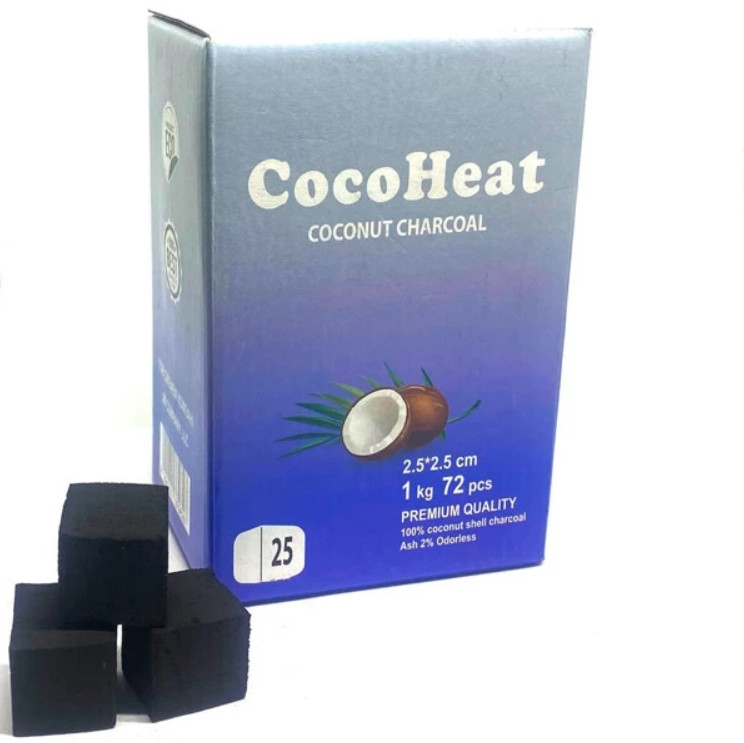 Уголь кокосовый CocoHeat 1кг 72 кубика в упаковке 