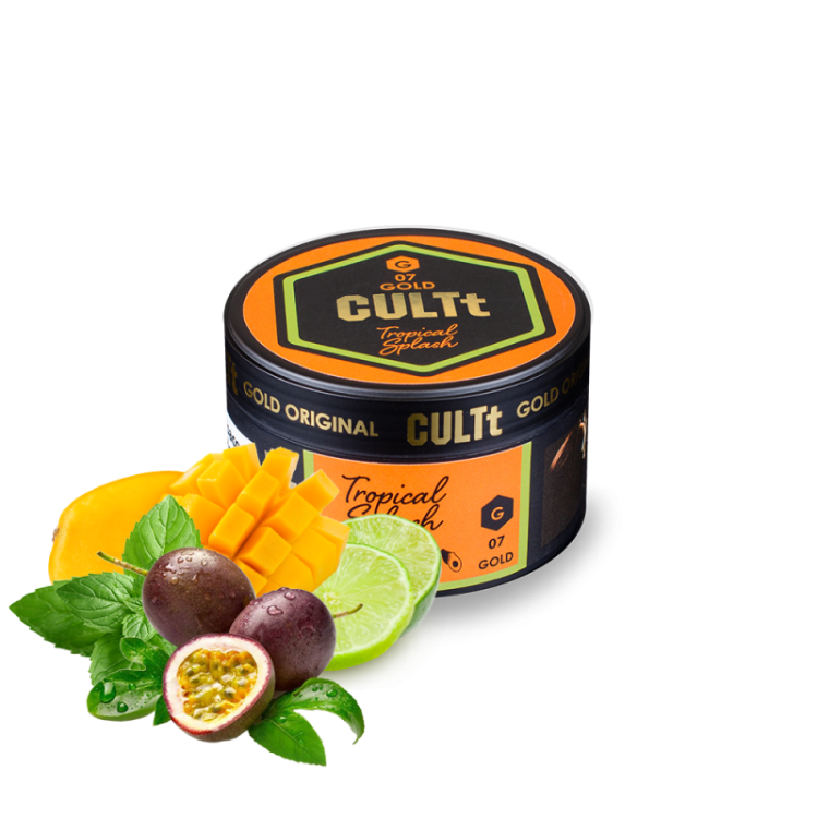 Табак CULTt Gold G07 Tropical Splash (Манго Маракуйя Лайм Мята) 100 грамм в интернет магазине кальянов фото 1