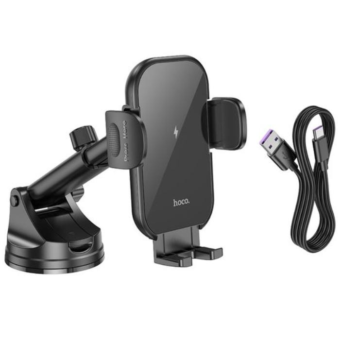 Автодержатель Hoco HW5 с беспроводной зарядкой 15W black в интернет магазине кальянов фото 2