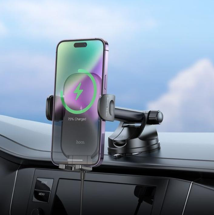 Автодержатель Hoco HW5 с беспроводной зарядкой 15W black в интернет магазине кальянов фото 3