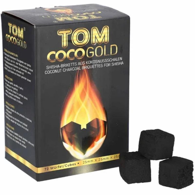Кокосовый уголь для кальяна Tom Coco Gold 1 кг 72 кубика   в интернет магазине кальянов фото 1