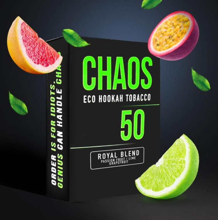 Табак Chaos Royal Blend (Маракуйя Лайм Грейпфрут) 50 грамм в интернет магазине кальянов фото 1