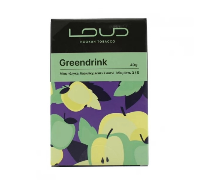 Табак Loud Greendrink (Яблоко, Базилик, Мята и матча) 40 грамм 