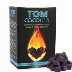 Кокосовый уголь для кальяна Tom Coco Blue 1 кг 120 шт