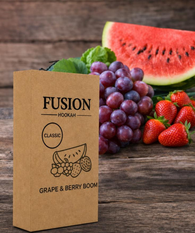 Табак Fusion Classic Grape Berry Boom (Виноград Земляника Арбуз) 100 грамм в интернет магазине кальянов фото 1