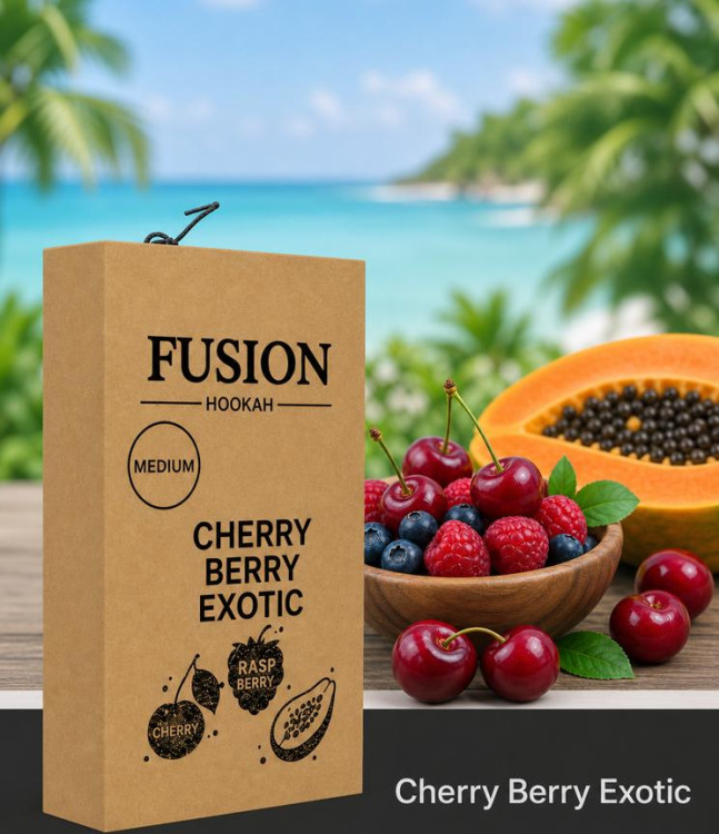 Табак Fusion Medium Cherry Berry Exotic (Вишня Ягоды Папайя) 100 грамм в интернет магазине кальянов фото 1