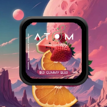 Табак Atom Red Gummy Bear (Малина, Клубника, Арбуз, Апельсин) 100 грамм в интернет магазине кальянов фото 1