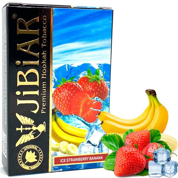 Табак Jibiar Ice Strawberry Banana (Клубника Банан Лед) 50 гр     в интернет магазине кальянов фото 1