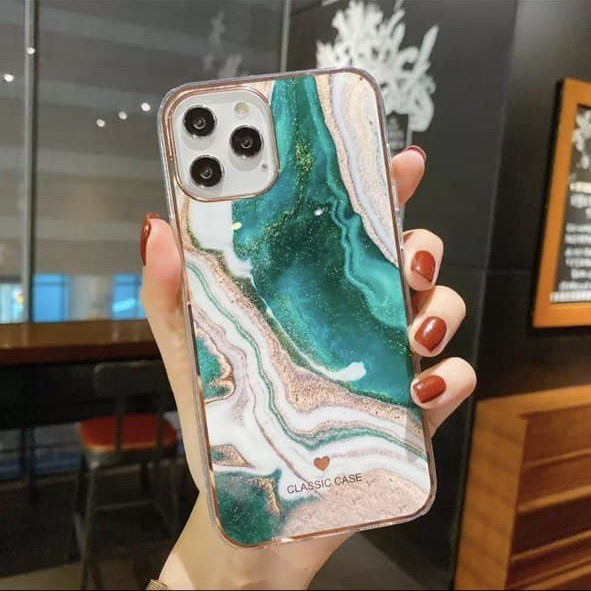 Чехол для Apple iPhone 12 Pro Max (Зеленый Мрамор)          